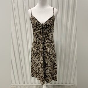 GAP Y2K Brown Floral Ruched Babydoll Cotton Modal Slip Dress Large Cottage Fairy
